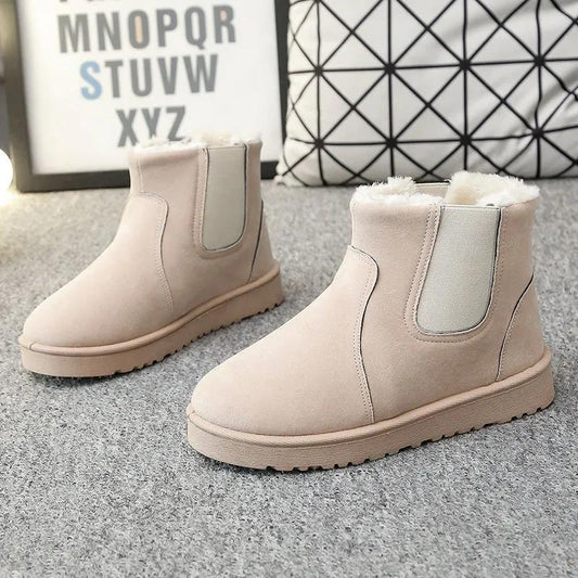 Autumn and Winter Women's Shoes Frosted Retro Round Toe Flat Ankle Boots Martin Boots Elastic Muzzle Feet Lazy Boots