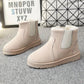 Autumn and Winter Women's Shoes Frosted Retro Round Toe Flat Ankle Boots Martin Boots Elastic Muzzle Feet Lazy Boots