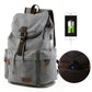 Man Leather Casual USB Interface Backpack Bag Hole Mens School Travel Rucksack Laptop Backpack