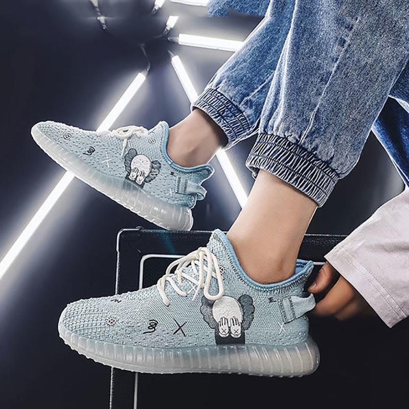 Korean Couple Breathable Running Shoes Summer Fly Woven Breathable Casual Sneakers Trend Canvas Coconut Shoes