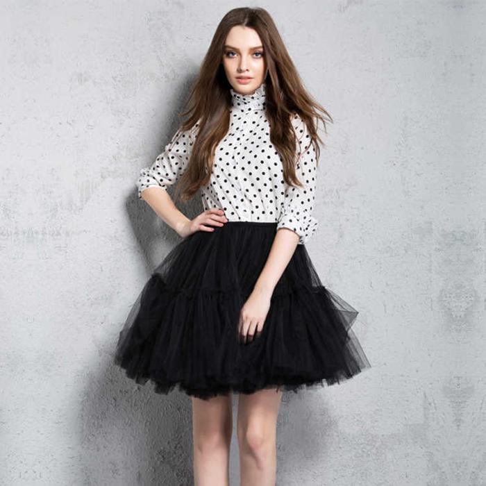 Pofulove Tulle Skirt Pleated Tutu Skirts Women Lolita Bridesmaids Vintage Midi Skirt A-line Skirts