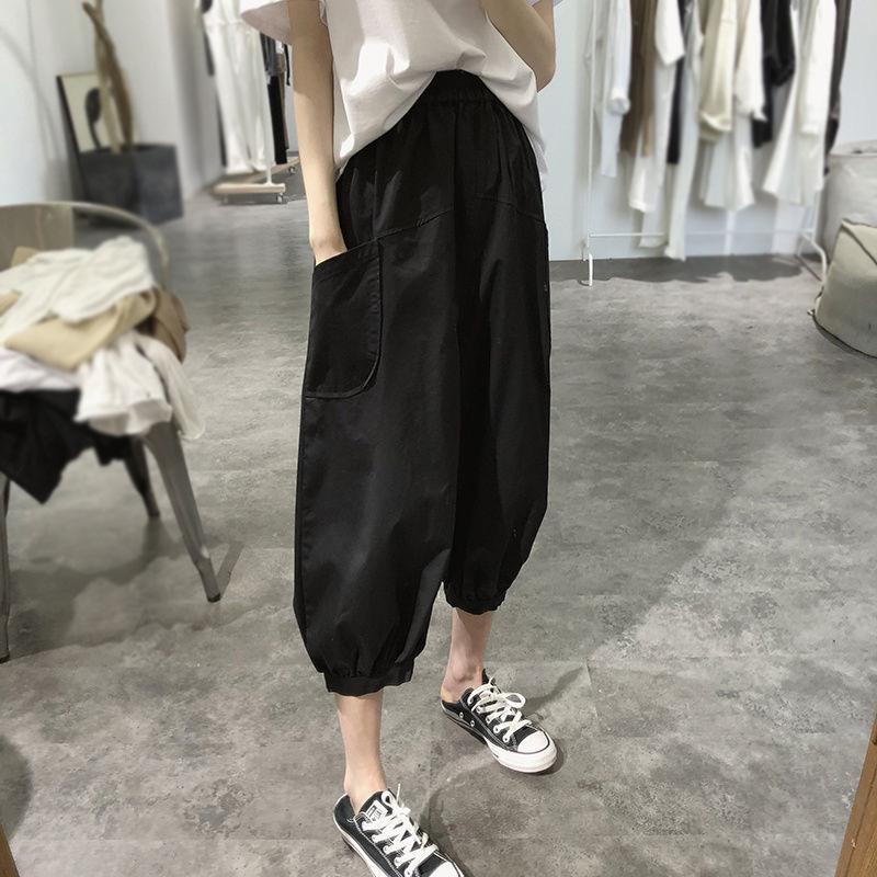 WTEMPO Lantern Pants M-XXXL Cotton Pants Big Pocket Women Spring and Summer Loose Elastic Waist Solid Color Casual Trousers
