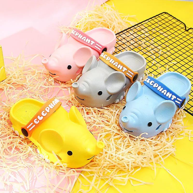 Kids Slippers Summer Boys Girls Soft Sole Flat Anti-slip Casual Elephant Slippers Household Shower Casual Versatile Beach Deformation Slippers