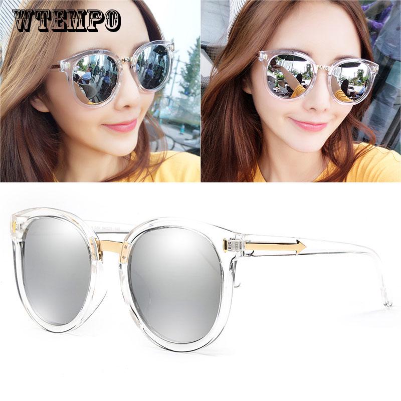 WTEMPO Sunglasses Reflective UV Protect Glasses Mirror Black Frame Steampunk Women Eyewear