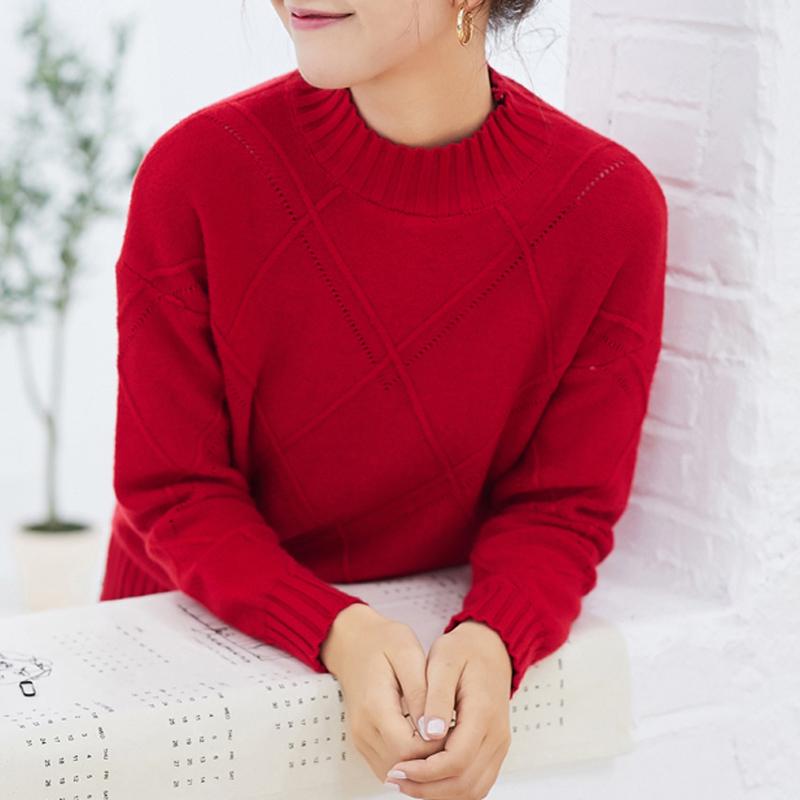Women's Short Long Sleeve Half Turtleneck Pullover Sweater Office Thicken Soft Sweatshirts