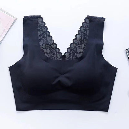 lace Natural Latex Women Sport Bra Large Size Underwear Women No Rims Gather Sports Vest Sleep Bra Anti-sagging Soft comfortable