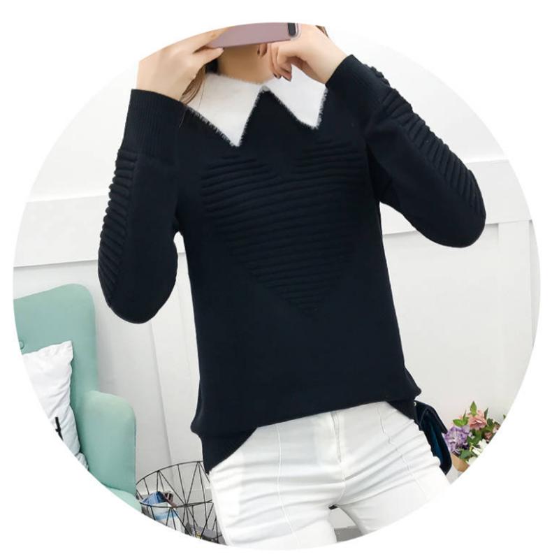 Loose Sweaters Collar Sweater Thickened Mink Fur Female Students Knitted Loose Bottoming