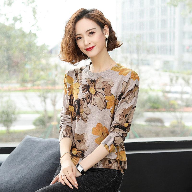 High-end Women Sweater Winter O-neck Knit Pullover Oversized Printed Wool Sweater  Thick Warm Jumper Tops Outwear or Bottoming