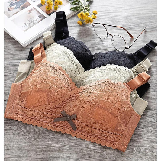 Women's Sexy Lace Plus Size Underwear C D E Full Cup for Big Breasts Female Adjustable Bra No Steel Ring Comfortable Bra Breathable Thin Brassiere