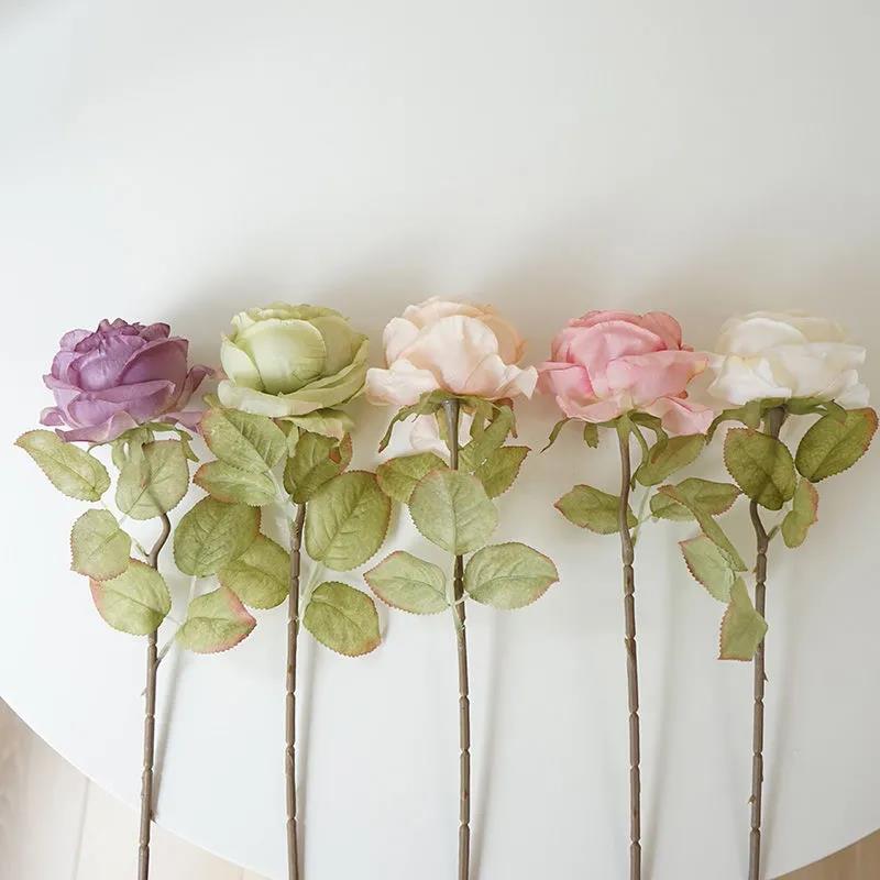 Coke Edge Imitation Dried Flower Rose Flower Korean Light Luxury Decoration Decoration Dining Room Fake Flower Simulation Flower Home Bouquet