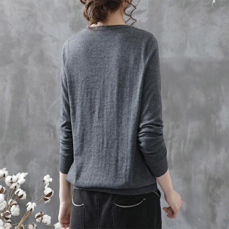 Splicing Fake Two-piece Knitted Sweater Women's Casual Cotton Cardigan Jacket Retro Literary