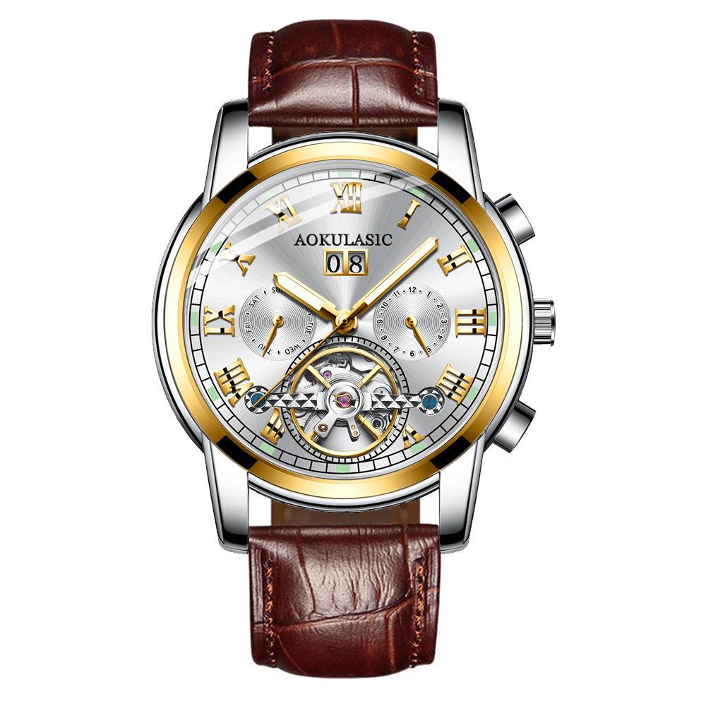 High Quality Men's Watch Hollow Engraving Case Number Skeleton Dial Mechanical Watch Male Clock