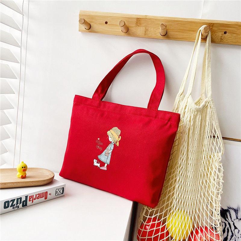 Portable Canvas Bag Women's Single Shoulder Diagonal Cloth Bag Literature and Art Students Korean Lunch Box Bag Small Cloth Bag