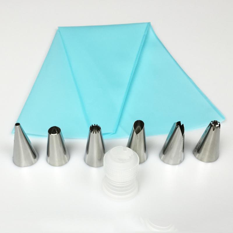 8Pcs/Set Silicone Pastry Bag Cream Nozzles Kitchen Bakery Cake Icing Piping Cream Cake Decorating Tools Reusable Bags Nozzle Set