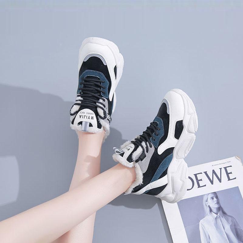 Old Shoes Women's Winter Cotton Shoes Plus Velvet Warm Martin Boots Thick Bottom Increase Casual Shoes Sports Shoes Snow Boots