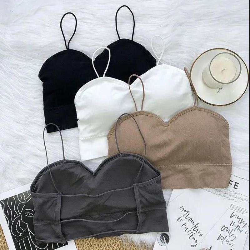 Spring and Summer Hollowed Out Sports Wrap Chest Beautiful Back and Bra Girls' Anti Light Gathering No Steel Ring Elastic No Buckle Bra