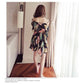 Women's Floral Belted Shirt Dress Short Beach Loose Dress