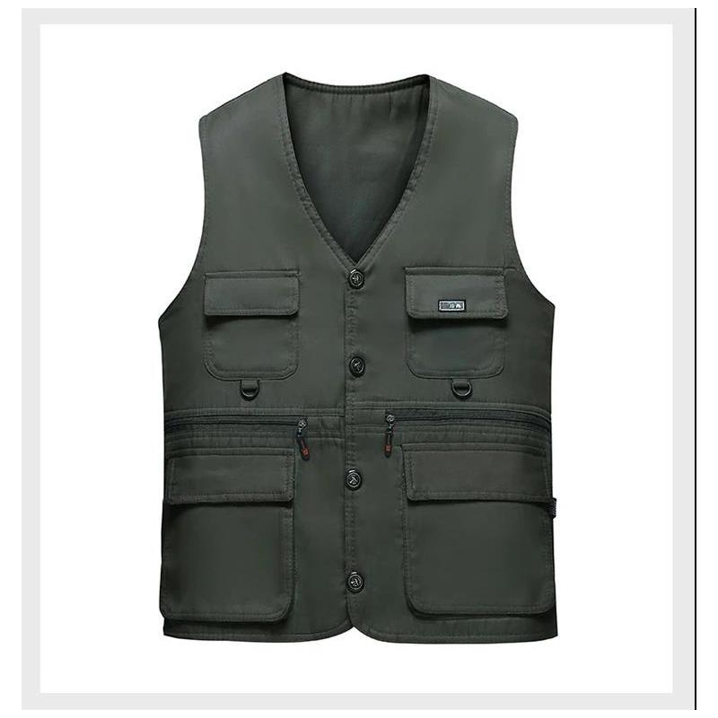 Spring, Summer and Autumn Middle-aged and Elderly Men's Vests Wear Multi-pocket Fishing Photography Casual Vests on Both Sides