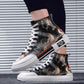 Summer Men's Shoes Net Red Graffiti High-top Canvas Shoes Men's Korean Style Trendy Shoes Men's All-match Casual Sneakers