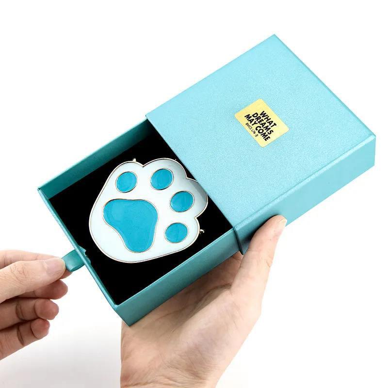 Cat Paw Mini Makeup Mirror Alloy Holiday Gift Women Girl Portable HD Makeup Mirror Irregular Shape