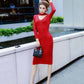 Autumn and Winter OL style Slim Long Knitted Dress Female Bag Hip Long-sleeved Knitted Sweater Bottoming Dress