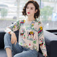 Spring and Autumn Printed Pullover Sweater Women  Thin  Knitted Bottoming Sweater
