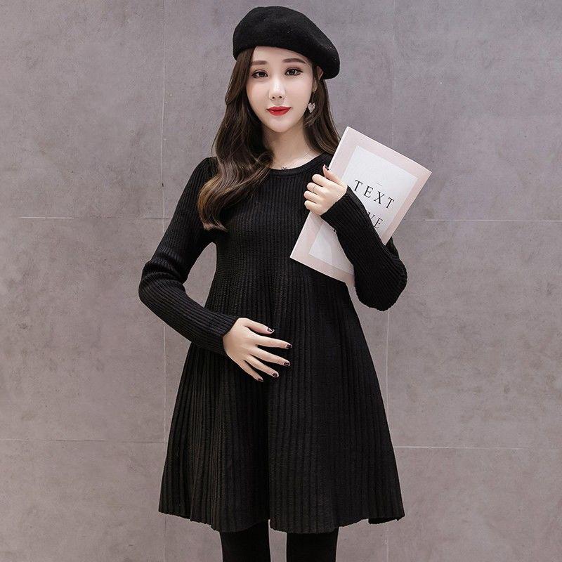 Autumn and Winter Pregnant Women Sweater Fashion Loose Dress Mid-length Sweater Trend