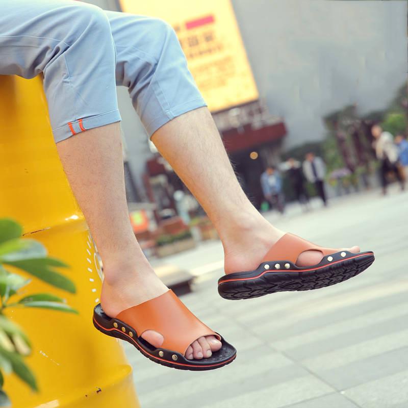 Summer Trend Of Fashion Breathable Outdoor Beach Soft Bottom Non-slip Men's Casual Leather Sandal
