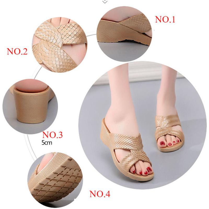 Summer Outdoor High-heeled Sandals and Slippers Plastic Non-slip Home Bathroom Slippers Thick-soled Ladies Beach Shoes Outer Wear