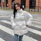 Bright Face Colorful Down Jacket Women White Duck Down Autumn and Winter Loose Mid-length Disposable Bread Jacket