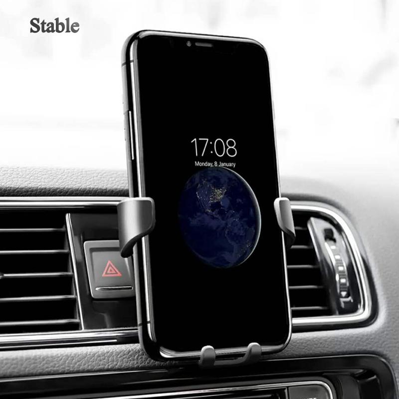 Universal Car Mobile Phone Aluminum Alloy Gravity Support Holder Air Vent Mount Stand No Magnetic