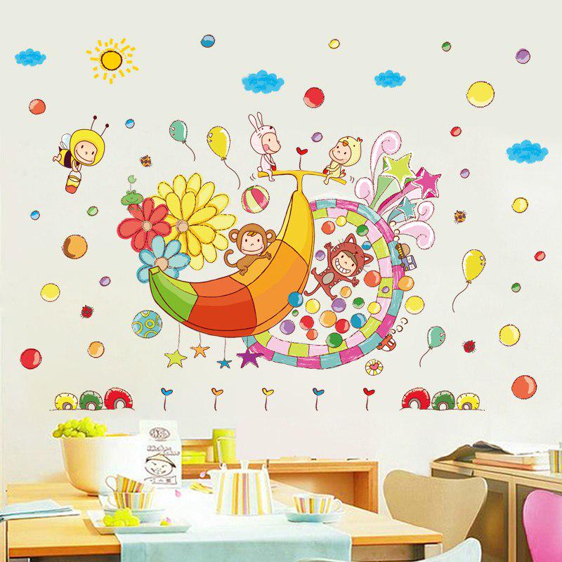 [Wall sticker ]Colorful Banana Amusement Park Monkey Bee Balloon Wall Stickers For Kids Rooms Baby R