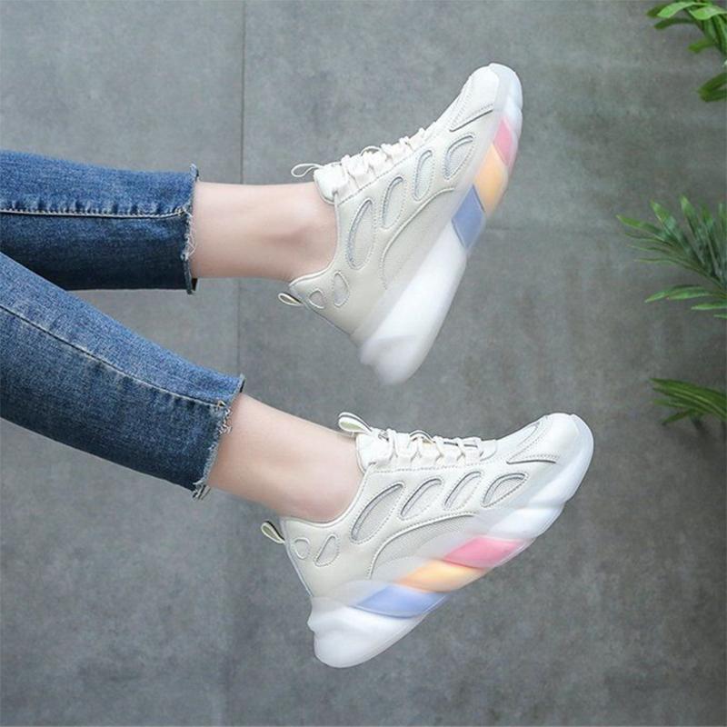 Thick-soled Height-increasing Shoes Fashion Ladies  All-match Casual Sports Shoes Spring and Summer Outdoor Running Breathable Clearance Shoes