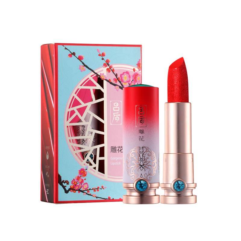 Velvet matte lipstick carved lip balm modern gold ong lasting waterproof orange red lipstick