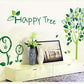Happy tree fifth generation removable PVC transparent film summer spring green tree wallpaper