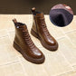 Retro Brown Martin Boots Women Autumn and Spring British Style Leather All-match Thick-soled Short Boots Women Single Shoes Waterproof Boots