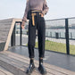 WTEMPO Women's Jeans Loose and Slim Wide Leg Straight  Denim Big Pocket Trousers Equipped with Belt