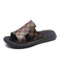 Size38-44 Summer Men Sandals Comfortable Non-slip PU Leather Plaid Beach Slippers Casual Outdoor Slippers Alphabet Drag Flip Flops