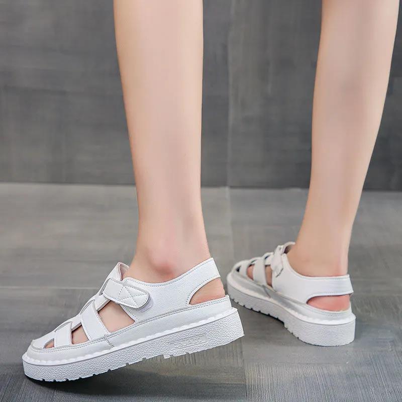 Summer Women's Sandals Fashion Outer Wear Baotou Hole Shoes Hollow Women's Shoes Beef Tendon Soft Bottom Beach Shoes Women