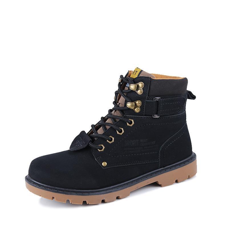 Men Fashion Casual Winter Martin Boots Lace-up Tooling Shoes Outdoor Plus Velvet Cotton Ankle Boots