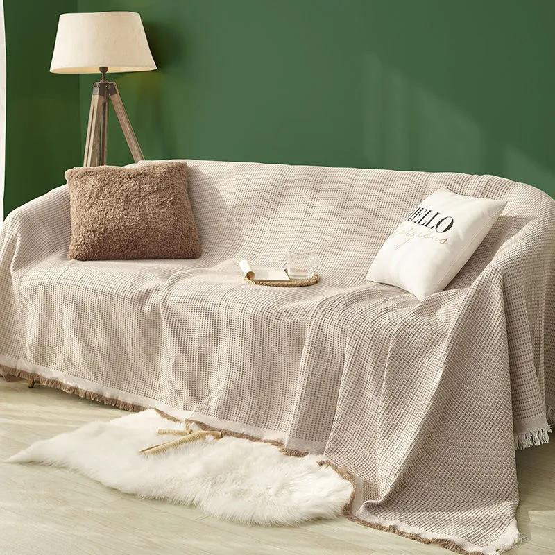 Nordic Style Simple Universal Sofa Towel Sofa Blanket Cover Towel Cotton Gauze Cover Cloth All-inclusive Full-cover Sofa Cover