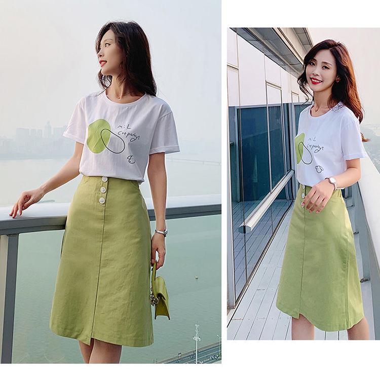 Fashion Skirt Summer Women Skirt Cotton Single-breasted Green Skirt Plus Size Casual Skirts Pocket Sexy Skirts Women