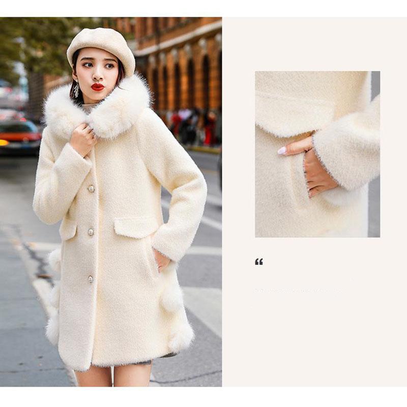 Fashion Women's Woolen Coat Popular Korean Imitation Mink Velvet Gold Mink Mid-length Coat
