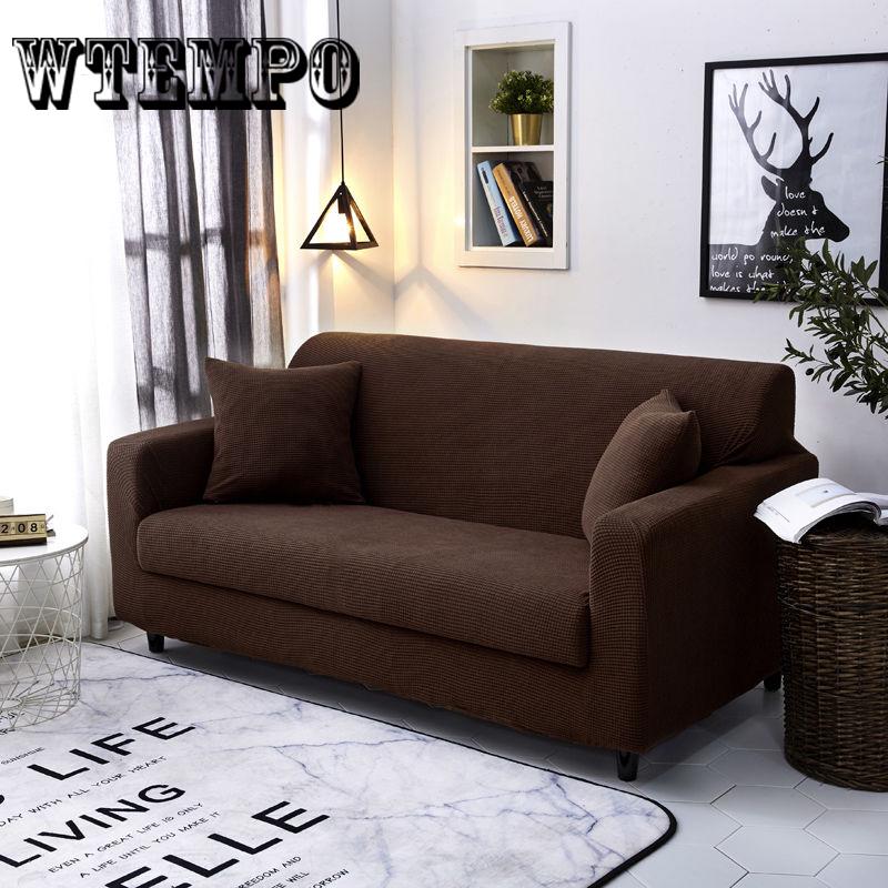 1/2/3/4 Seaters Simple Style Solid Color Sofa Cover Dustproof Non-slip Recliner Couch Slipcover