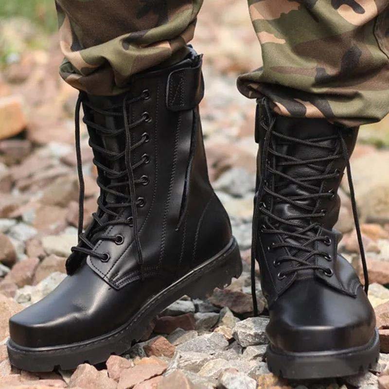Outdoor Men's Leather Boots Worker Boots Steel Plate Mountaineering Boots Breathable Wool Boots