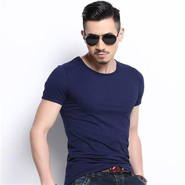 Short-sleeved T-shirt Men's Round Neck Slim Fitness Solid Color Half-sleeved Black and White Tide Bottoming Shirt T-shirt Men