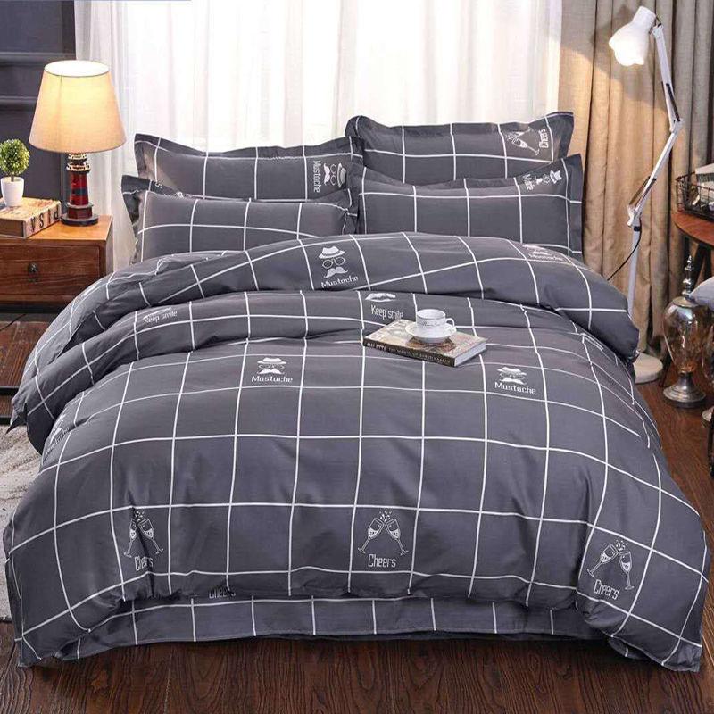Net Celebrity Four-piece Bedding Cartoon Bed Linen Quilt Sanding Three-piece Student Bedding