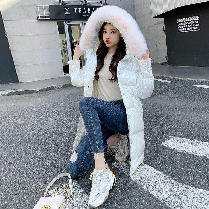 Glossy Cotton Clothes Women's Bread Clothes Female Students Korean Version of Loose Cotton-padded Coat In The Long Thick Padded Jacket Coat