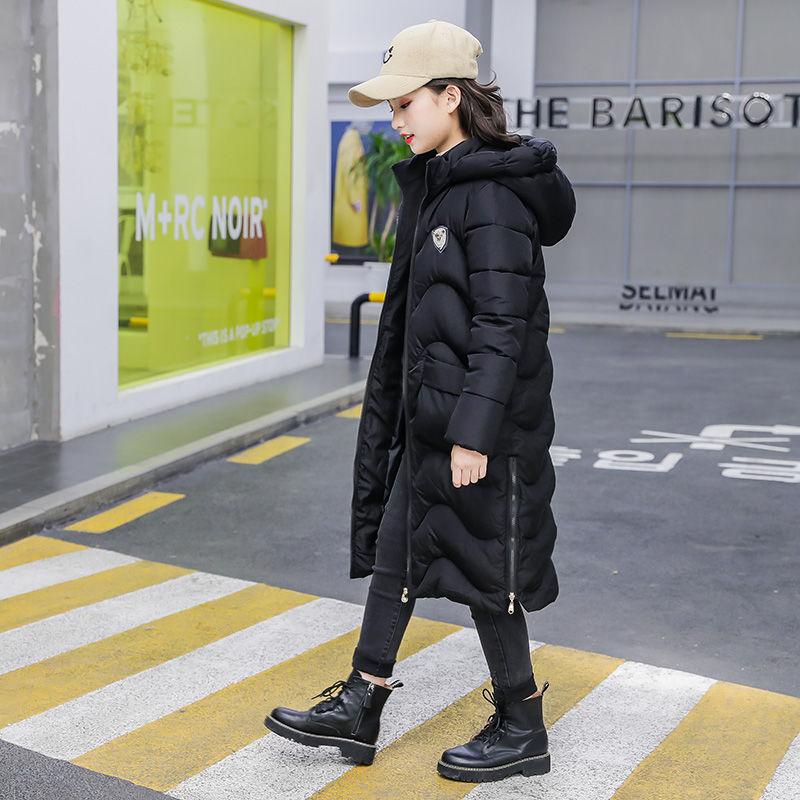 Girls Down Jacket Thickening Velvet Fashion Pike Clothing Long Hooded Kids Winter Parkas