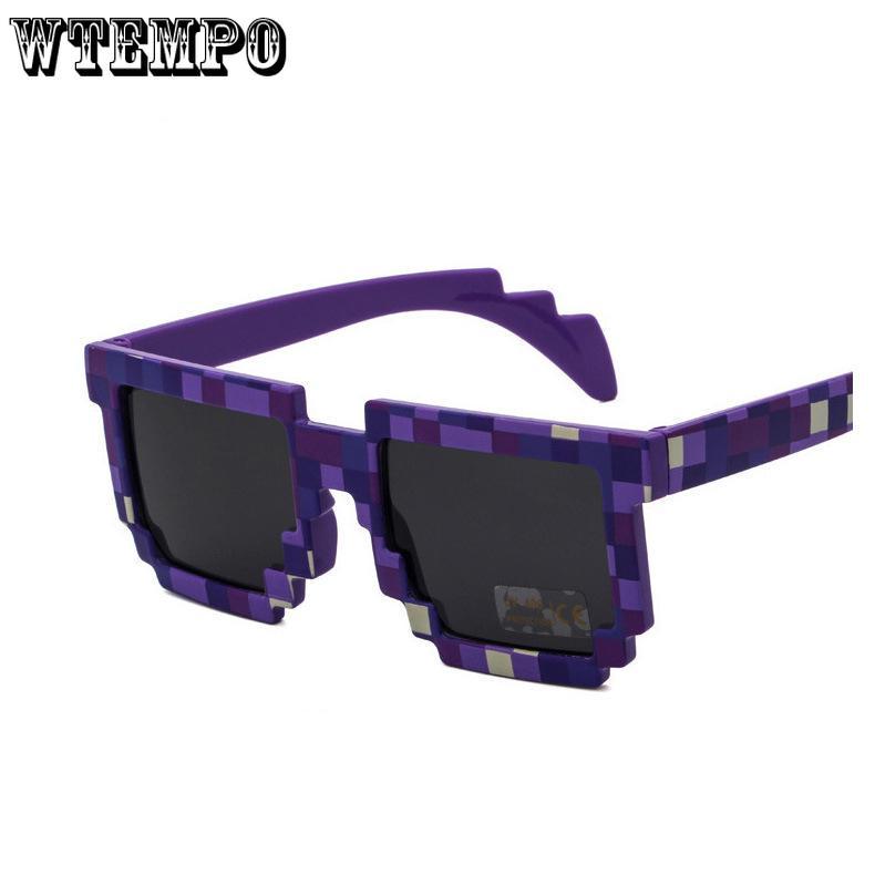 WTEMPO Vintage Square Novelty Mosaic Sun Glasses Unisex Pixel Sunglasses Trendy Glasses  Children Gi